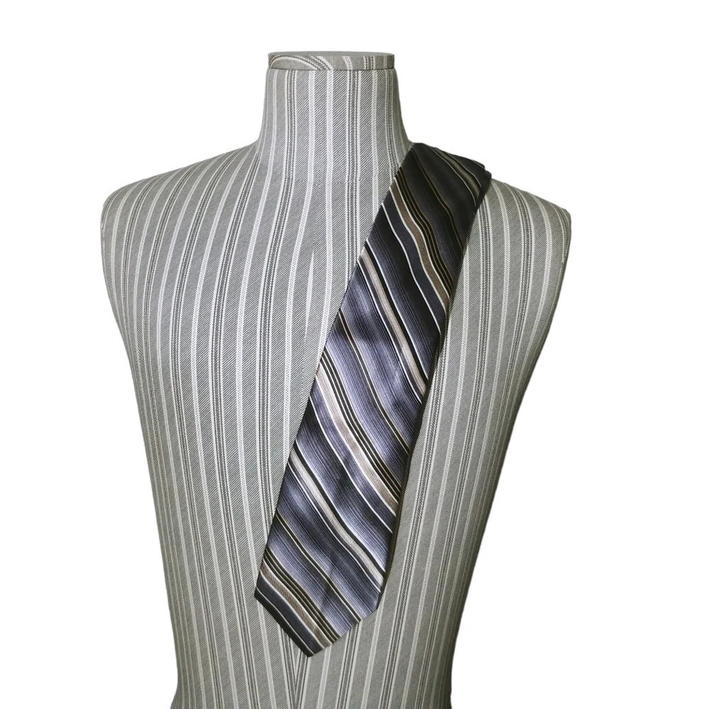 Arrow USA Silk Suit  Tie Gray Black Beige